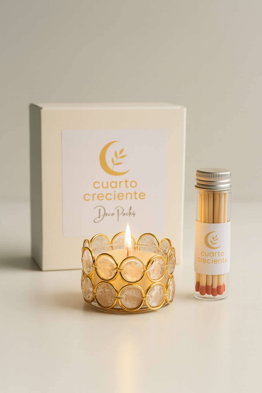 Pack Cuarto Creciente con vela encendida